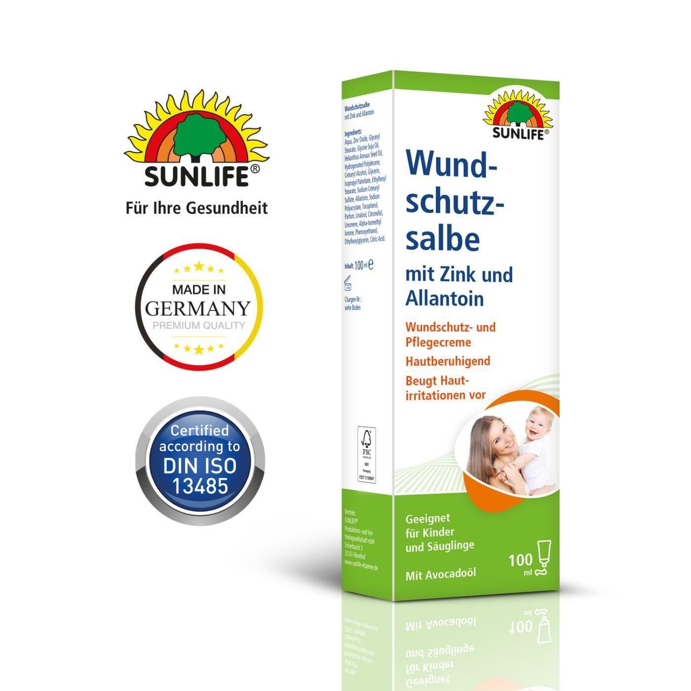 Sunlife Wundschutzsalbe mit Zink 100ml geeignet für Kinder und Säuglinge