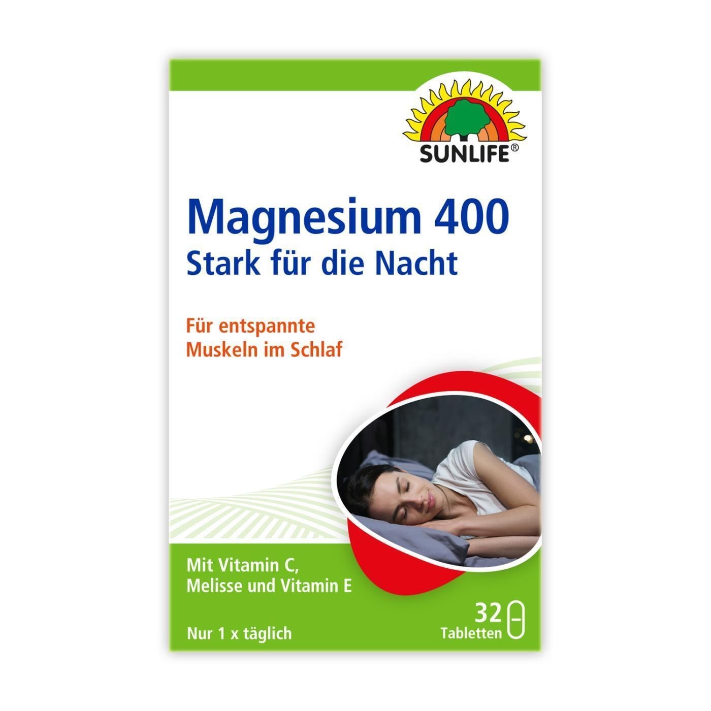 SUNLIFE Magnesium Stark für die Nacht 32 Tabletten 38,4g Vegane Rezeptur