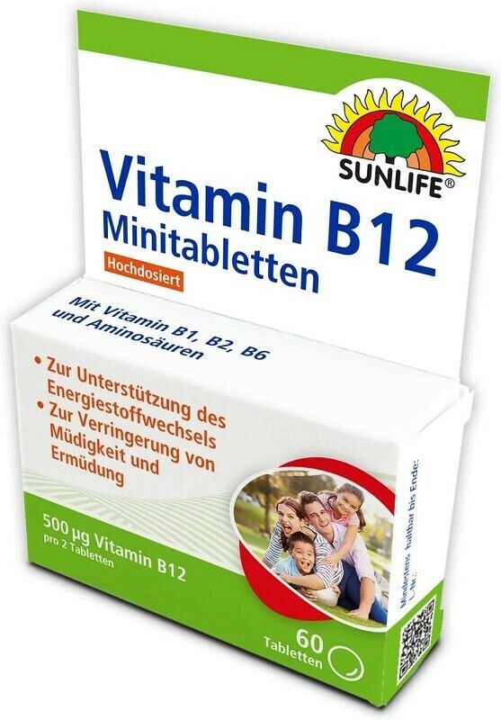 Sunlife Vitamin B12 500 µg Minitabletten hochdosiert 60 Tabletten