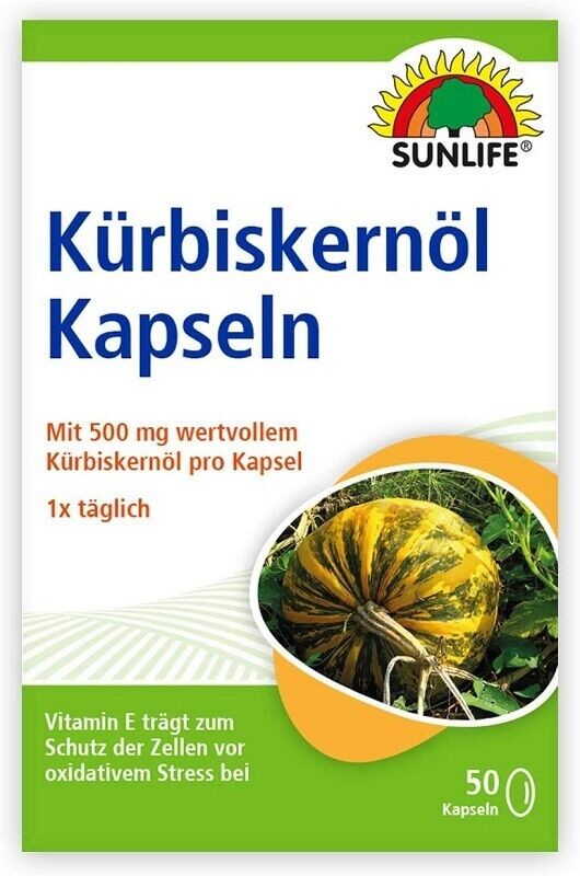 Sunlife Kürbiskernöl Kapseln mit Vitamin E (1x50 Kapseln)