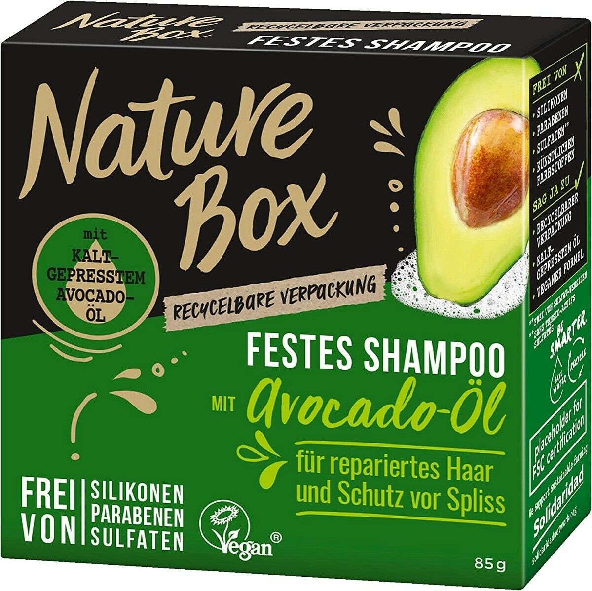 Nature Box Festes Shampoo mit Avocado-Öl 85g