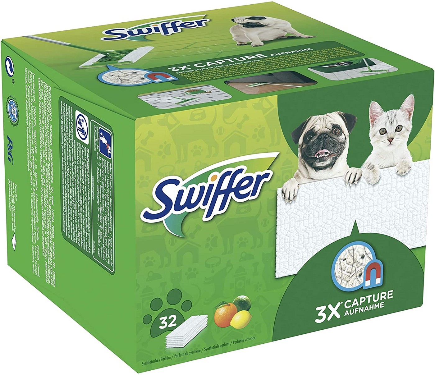 Swiffer Trockene Bodentücher Nachfüllpackung (für Haustierbesitzer), 32 Tücher