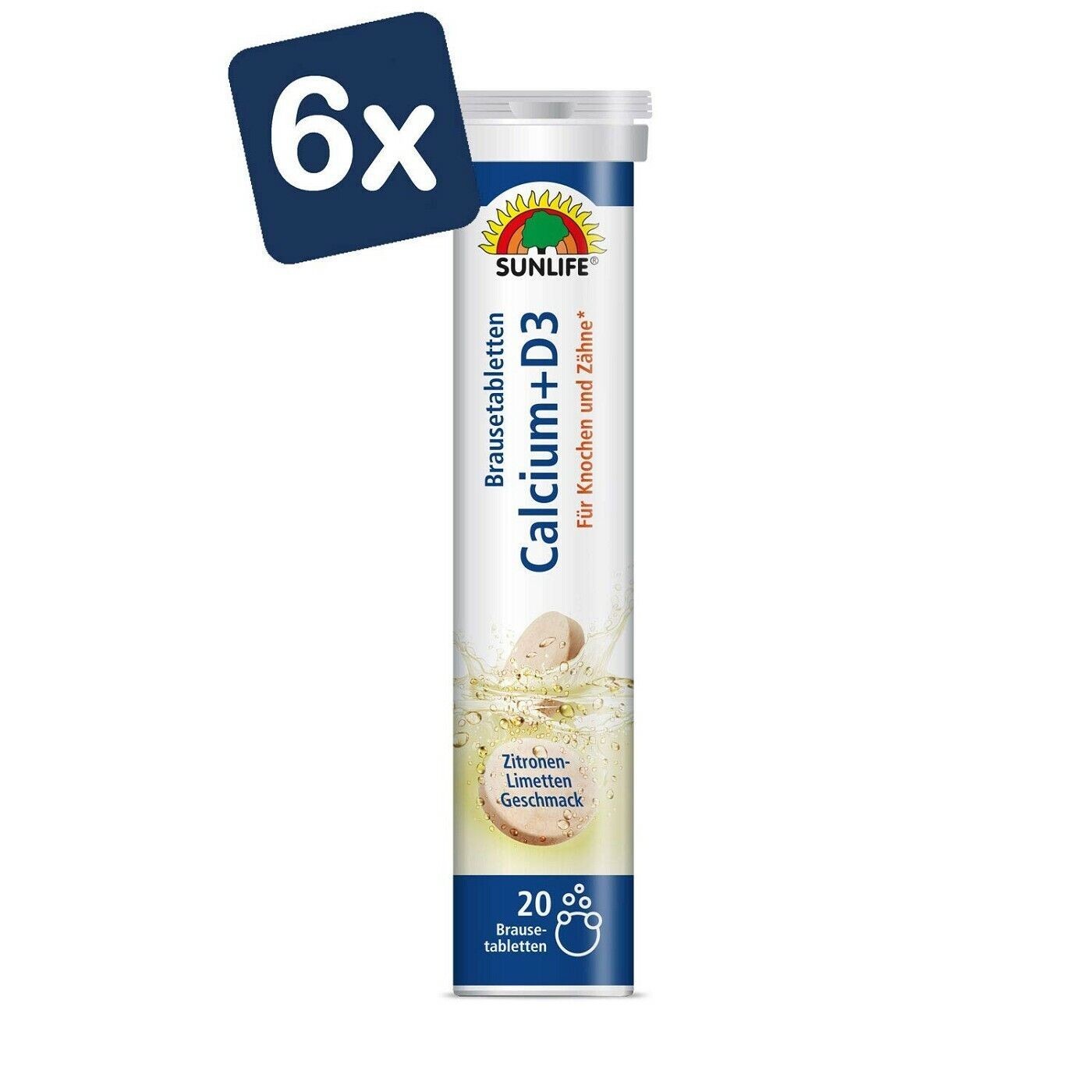 Sunlife Calcium + D3 Brausetabletten 6er Pack (6x20Stück) 120Stück XXL-Pack