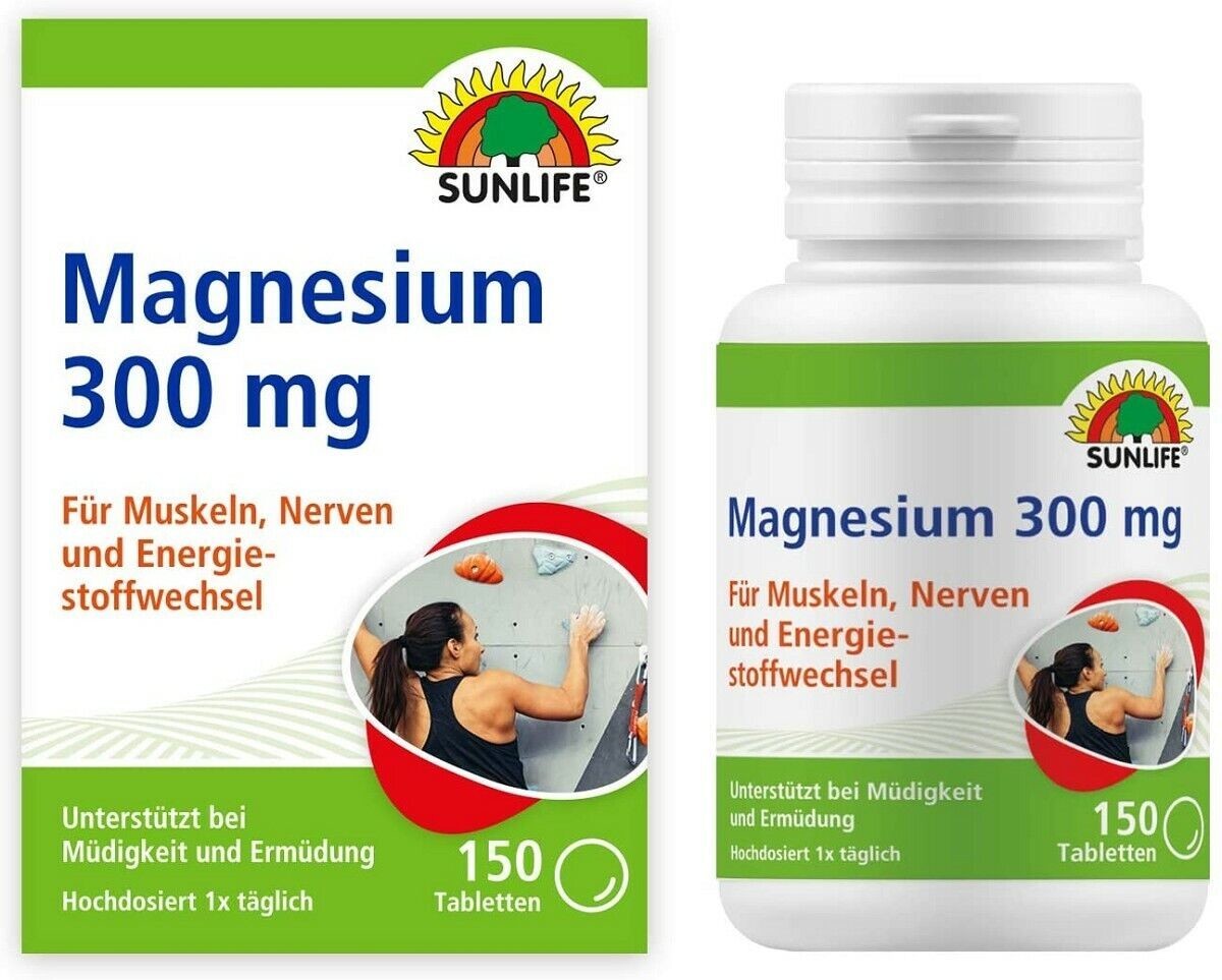 SUNLIFE Magnesium Tabletten 300mg: für starke Muskeln, Nerven & Knochen 150 Tabletten
